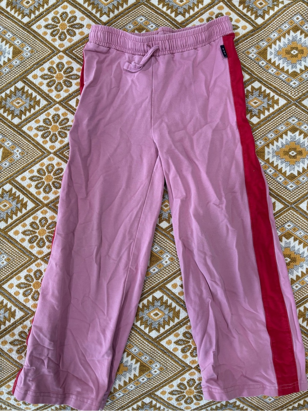 Polarn O. Pyret GOTS Organic Cotton Wide Leg Track Pants | Pink/Red | Size 4-5Y